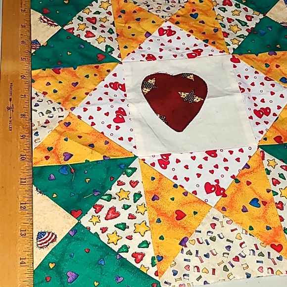 UnFinished HandMade Quilted Triangles & Squares HEARTS Quilting Sewing Cotton - Picture 14 of 15